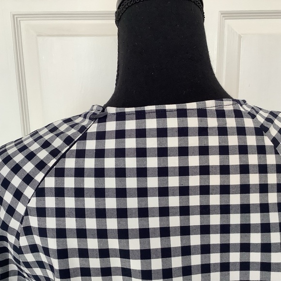 Gingham Victoria Beckham Boho Prairie Cottagecore Navy & White Top XS & XL Sizes - Picture 7 of 11